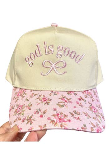 God is Good - Floral print brim Snapback Baseball Cap