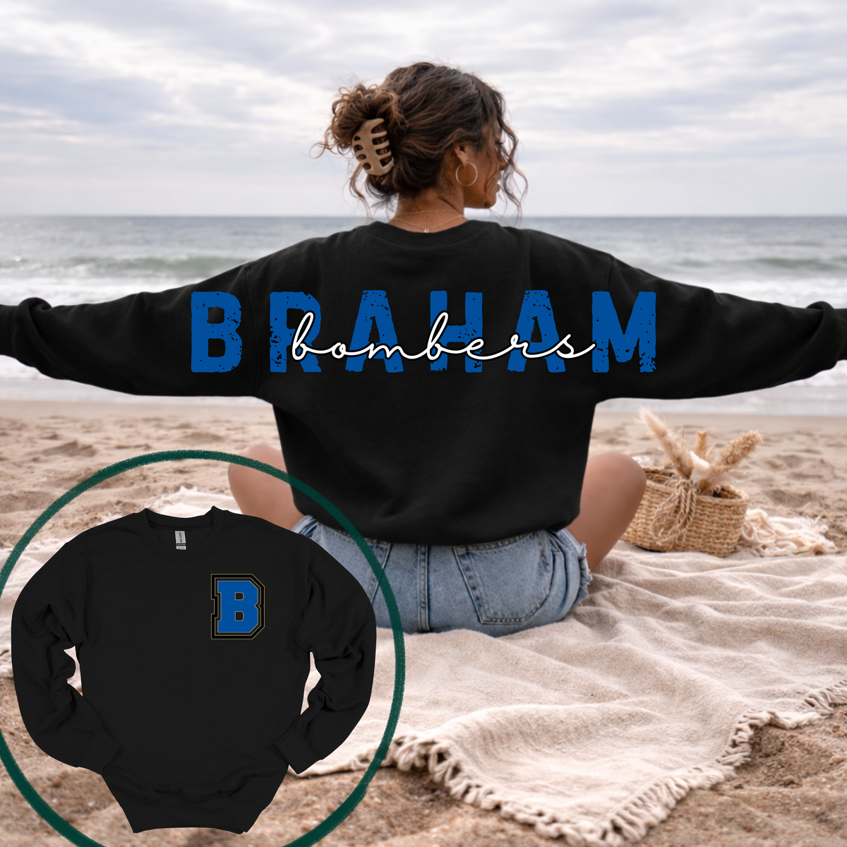 Customizable Across Shoulder School Spirit Crewneck