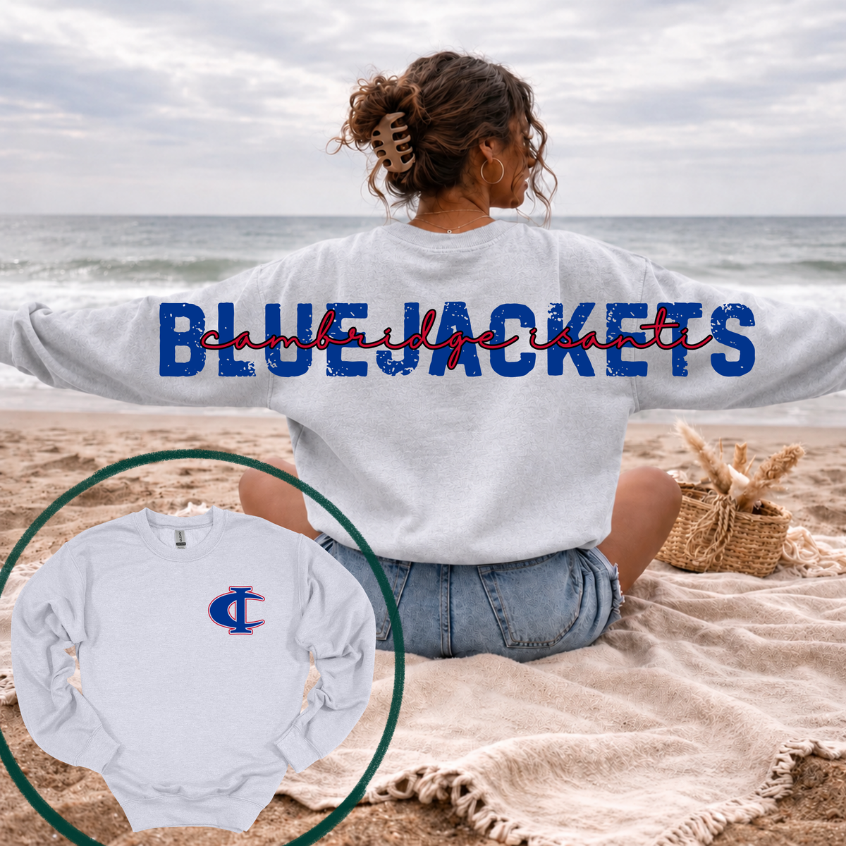 Customizable Across Shoulder School Spirit Crewneck