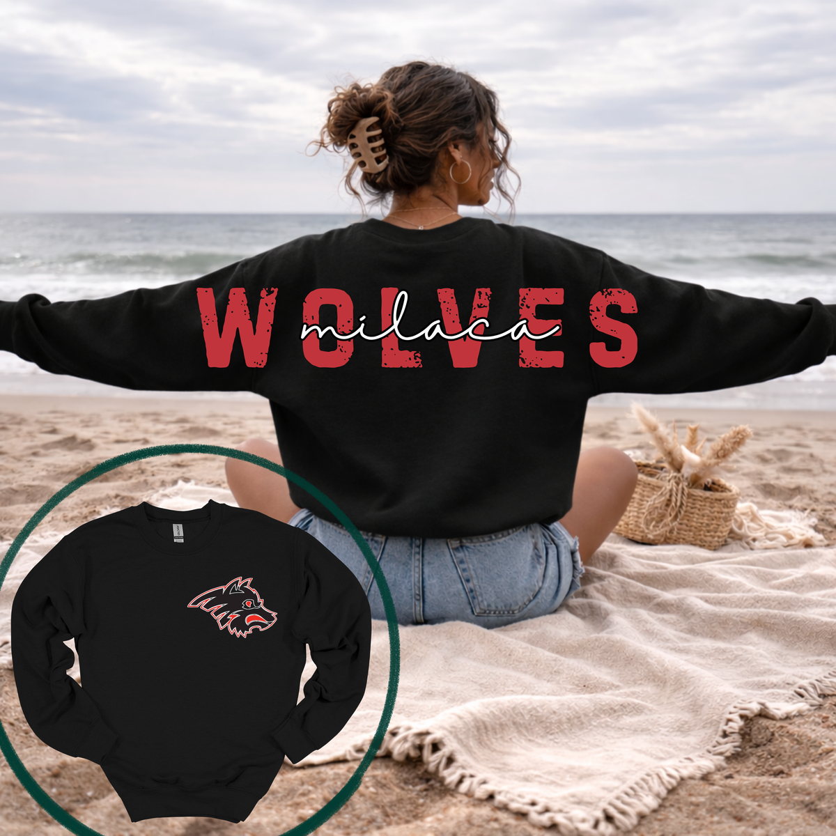 Customizable Across Shoulder School Spirit Crewneck