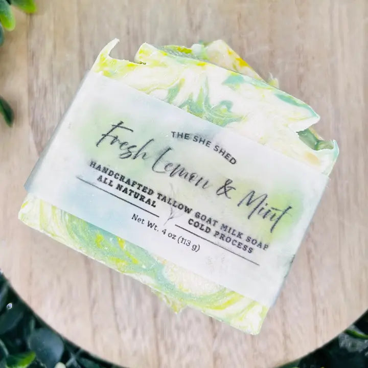Fresh Lemon & Mint Tallow Goat Milk Soap